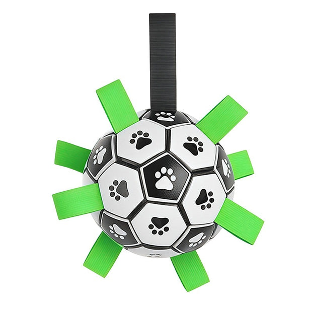 Squeaky Rubber Dog Ball – Durable Fetch & Chew Toy – in use