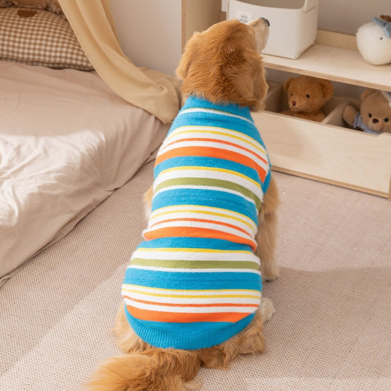 New Dog Clothes For Autumn And Winter Simple And Versatile Striped Sweater Sleeveless Golden Retriever Pet Clothes