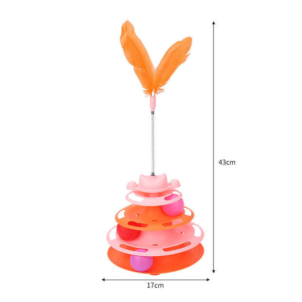 Interactive Cat Turntable – Self-Play Ball Tower Toy for Cats – size reference