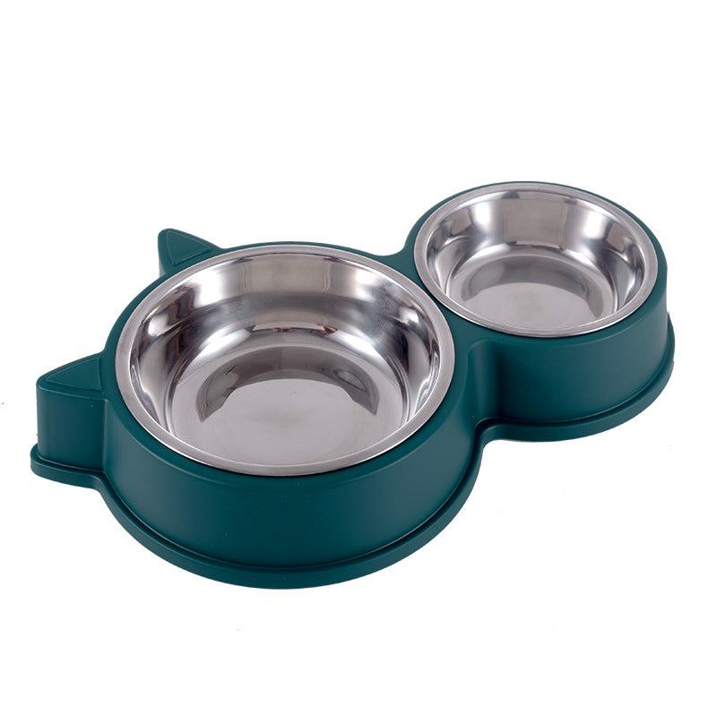 Cat-Ear Shaped Double Feeding Bowl, for dogs and cats.