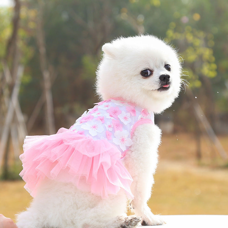 Peach Blossom Print Cotton Skirt, for dogs.