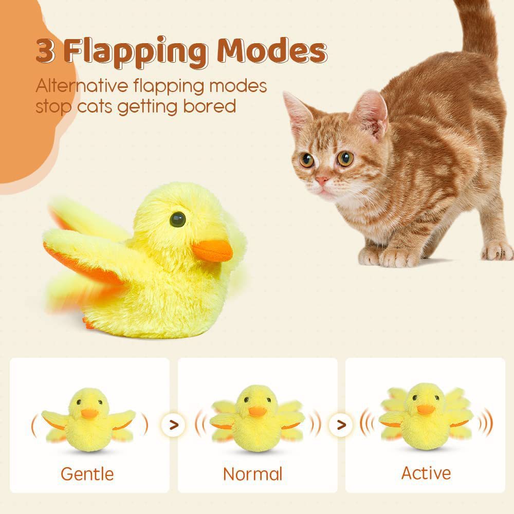 USB Rechargeable Interactive Vibrating Duck Toy for Cats