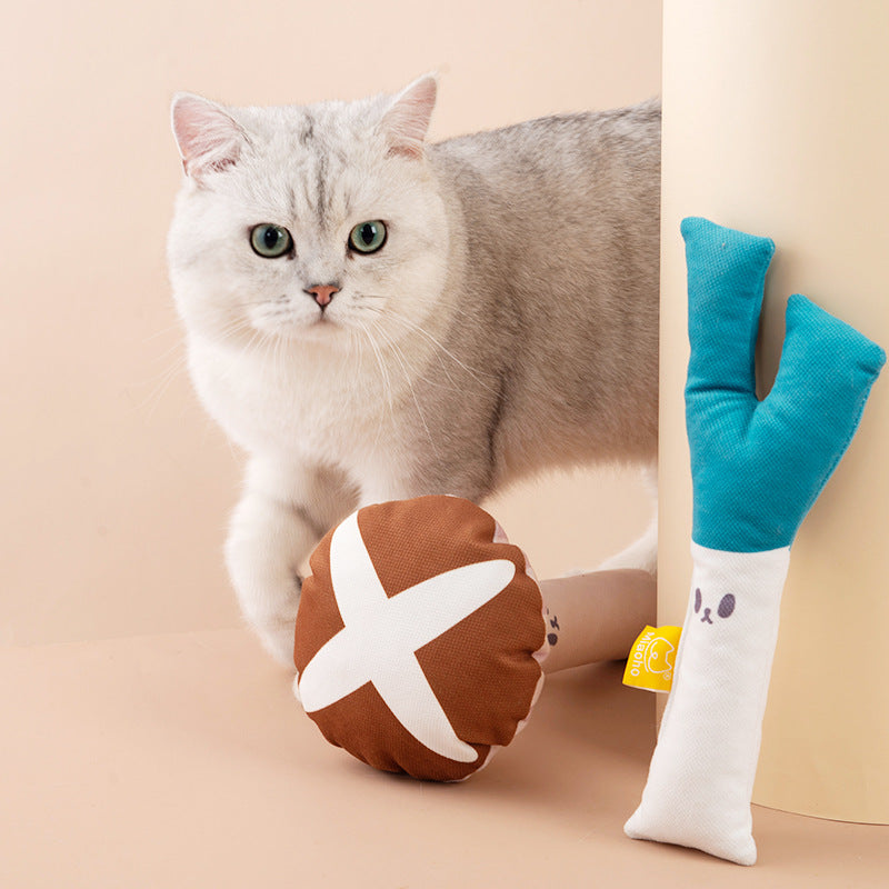 Mushroom-Shaped Plush Catnip Chew Toy, for cats.
