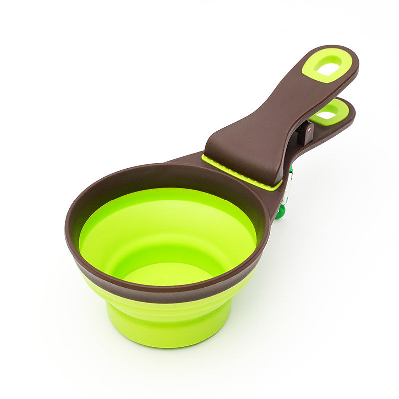 Folding Travel Bowl and Measuring Scoop, for dogs and cats.