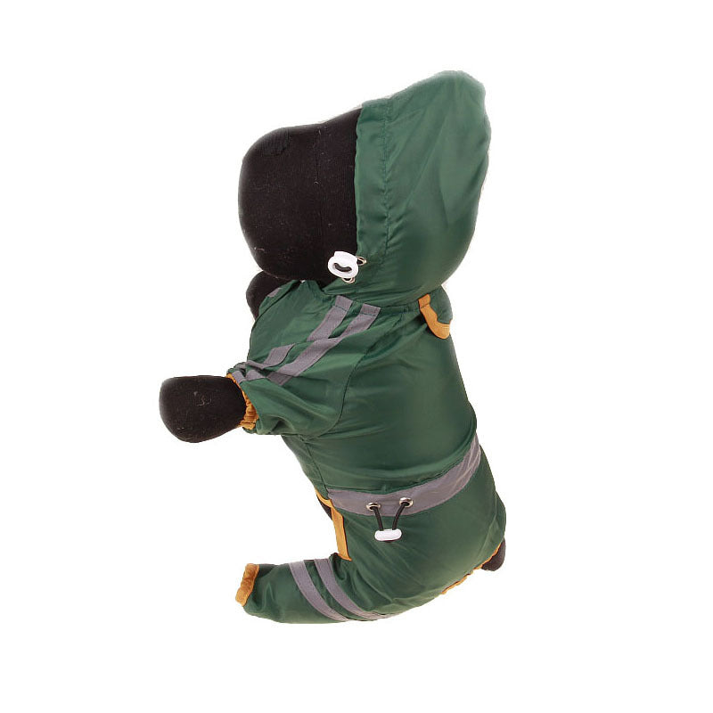 One-Layer Dog Raincoat with Reflective Safety Bar, for dogs.