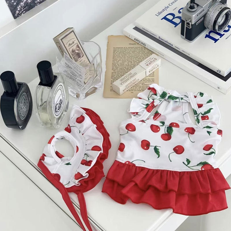 Red Polyester Dog Dress, for dogs.