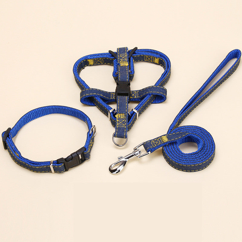 Denim Bungee Dog Leash with Padded Dual Handles, for dogs.