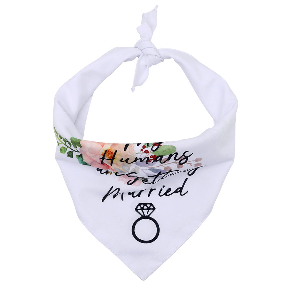 White Valentine's Day Polyester Dog Bandana Scarf, for dogs.