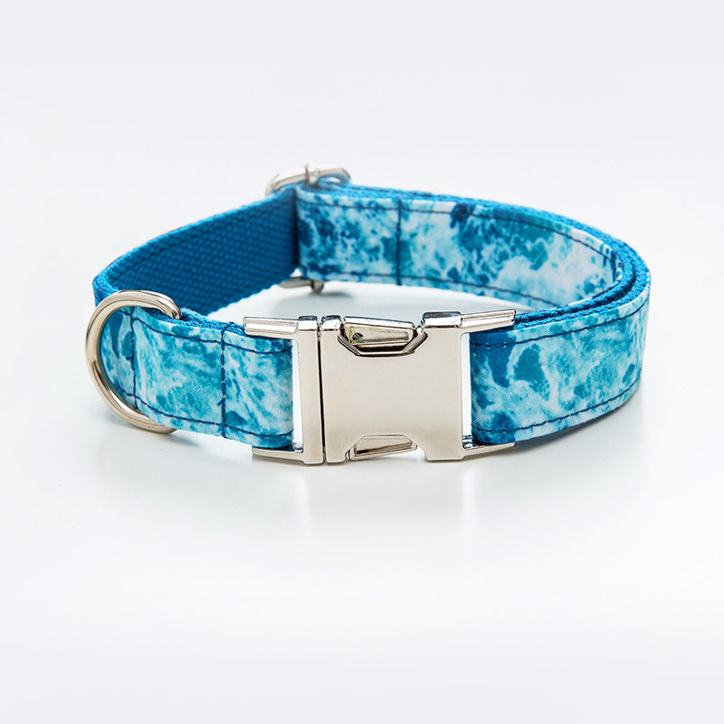 Marine-Print Polyester Dog Collar, Sized XS to XL, for dogs.