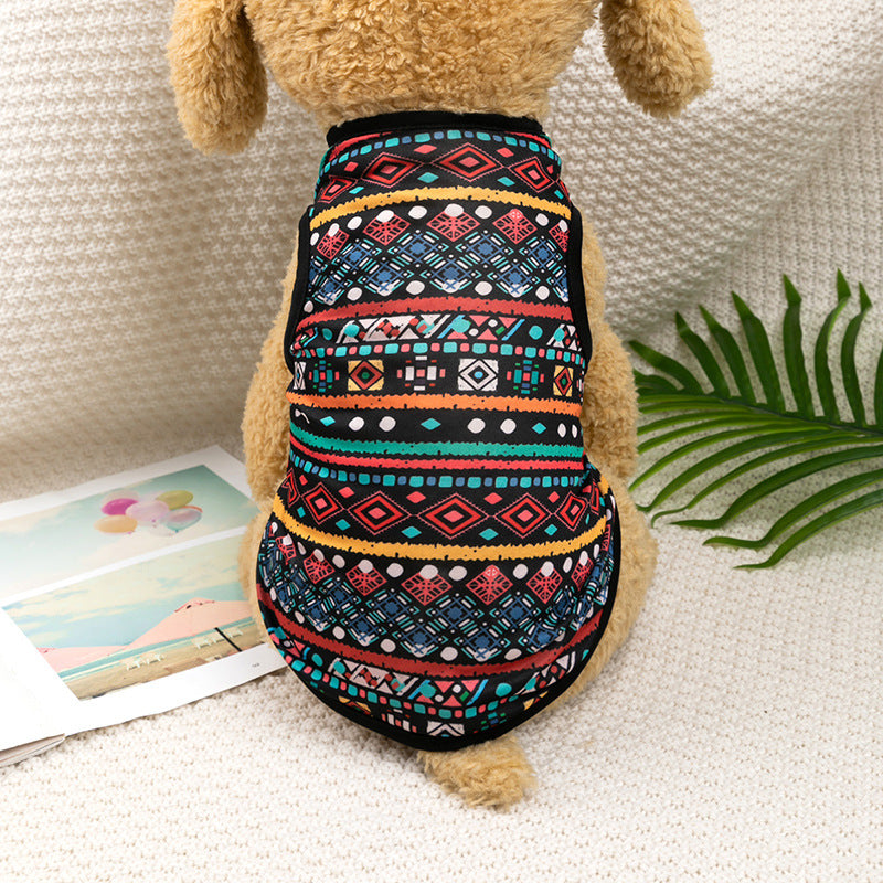 Ethnic-Print Polyester Vest, for dogs.