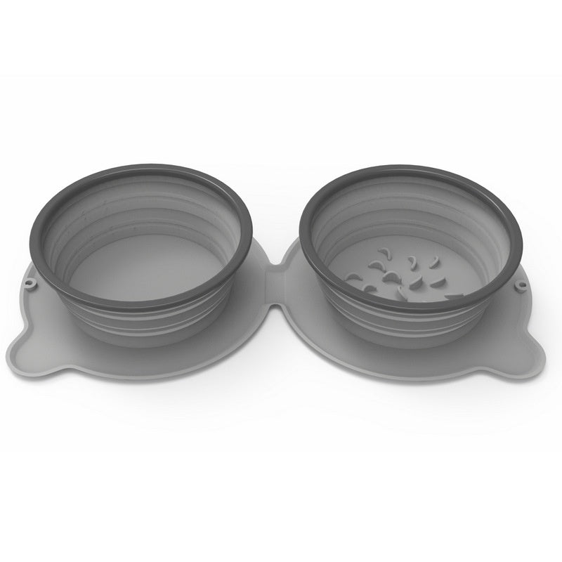 Foldable Silicone Double Travel Bowl for Pets