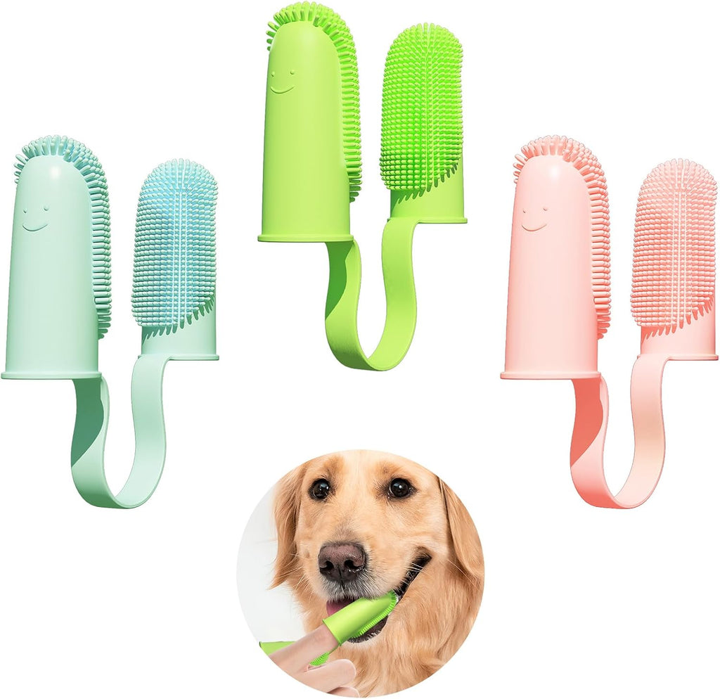 Double Finger Dog Toothbrush with Soft Bristles, for dogs and cats.