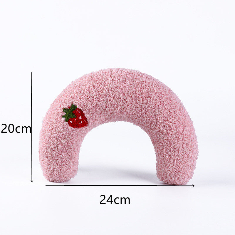 Soft U-Shaped Plush Pillow for Cats to Curl Up In