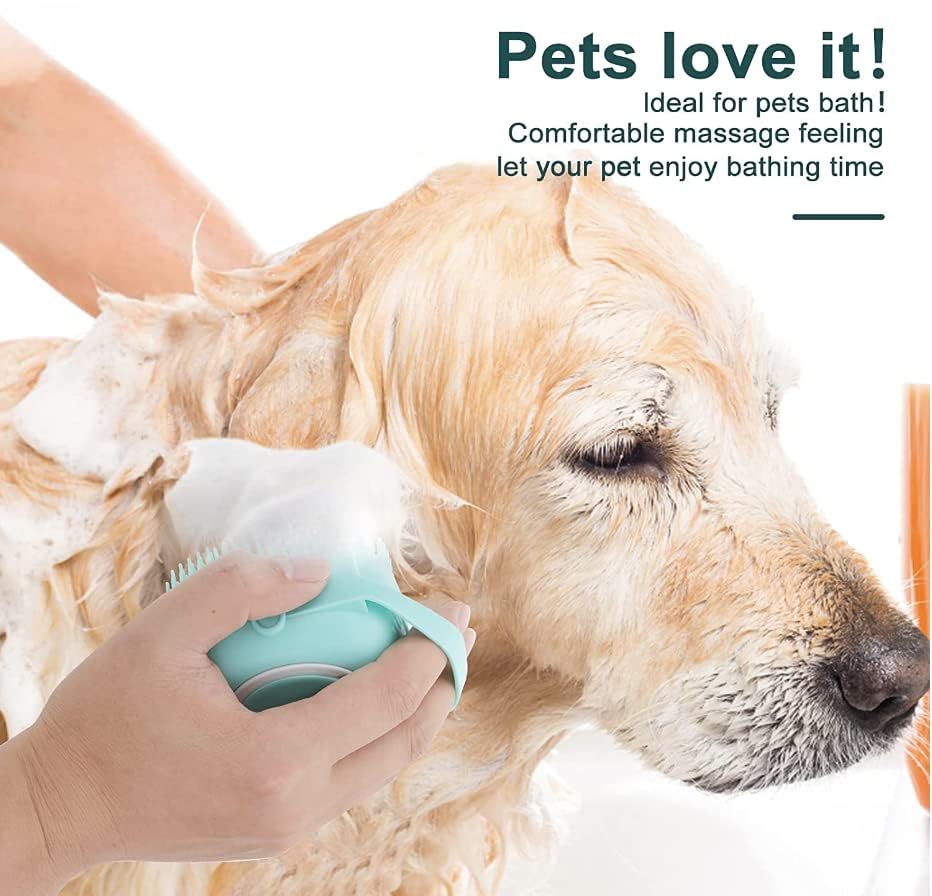 Soap-Dispensing Silicone Grooming Brush, for dogs and cats.