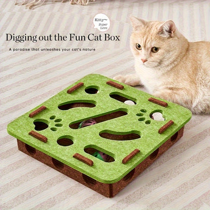 Interactive Cat Puzzle Toy With Maze Tunnel, Bell Ball & Pathways - No Batteries Needed, Durable Felt Construction - Mental Stimulation & Hunting Exercise For Indoor Cats