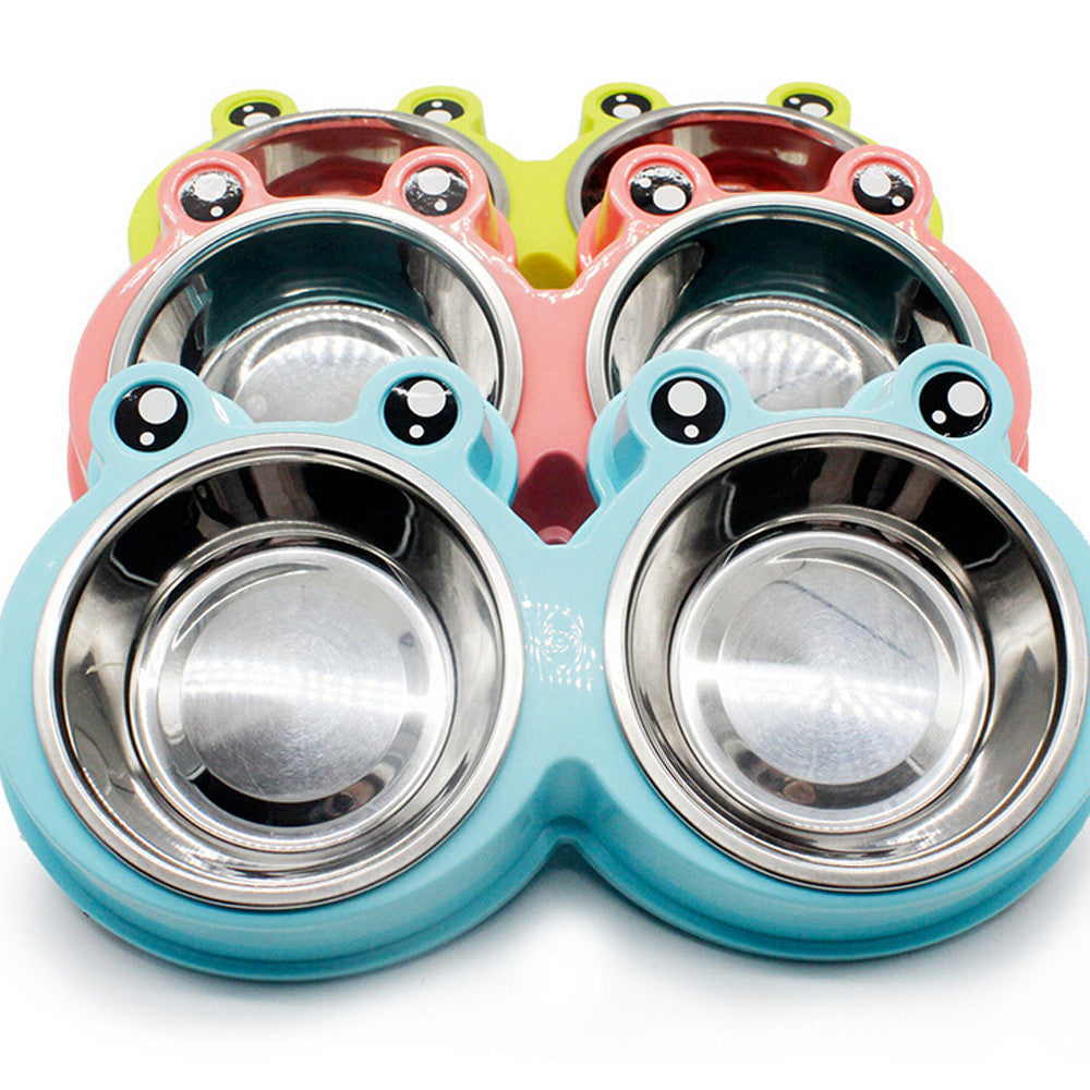 Double-Sided ABS Food and Water Bowl Set, for dogs and cats.