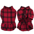Lattice-Print Cotton Shirt-Skirt, for dogs.