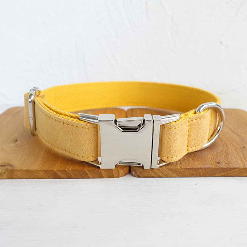 Yellow Polyester Dog Collar with Optional Bow, for dogs.