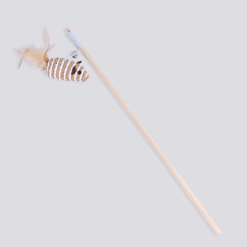 Feather and Bell Teaser Wand Toy, for cats.