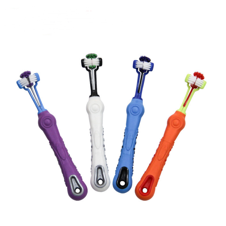 Three-Sided Dog Toothbrush for Easier Teeth Cleaning, for dogs.