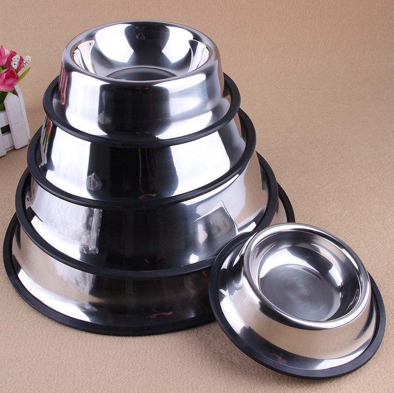 Classic Stainless Steel Pet Bowl, Six Diameter Sizes, for dogs and cats.