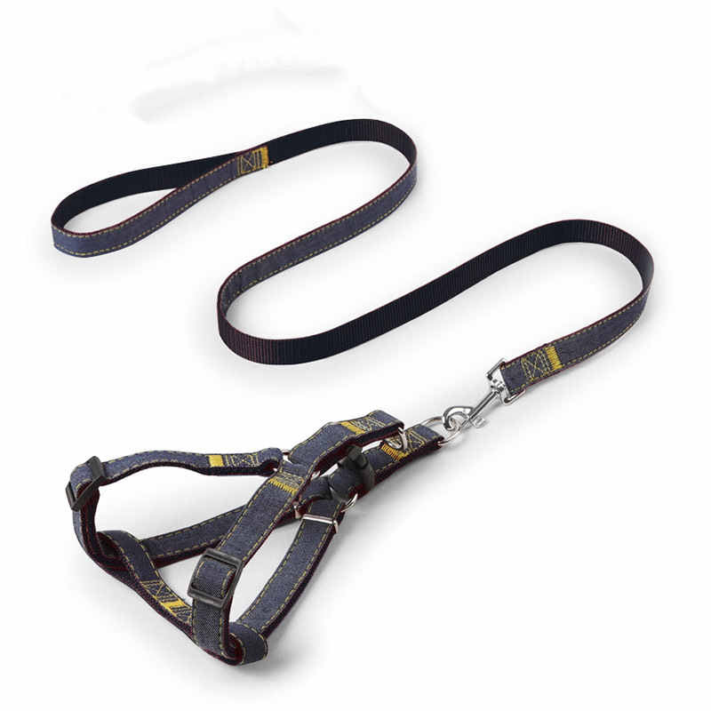 Denim Bungee Dog Leash with Padded Dual Handles, for dogs.