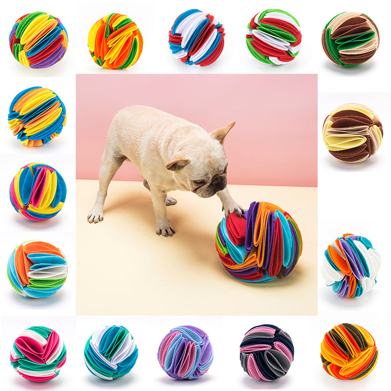 Foldable Snuffle Ball Feeding Toy, for dogs and cats.