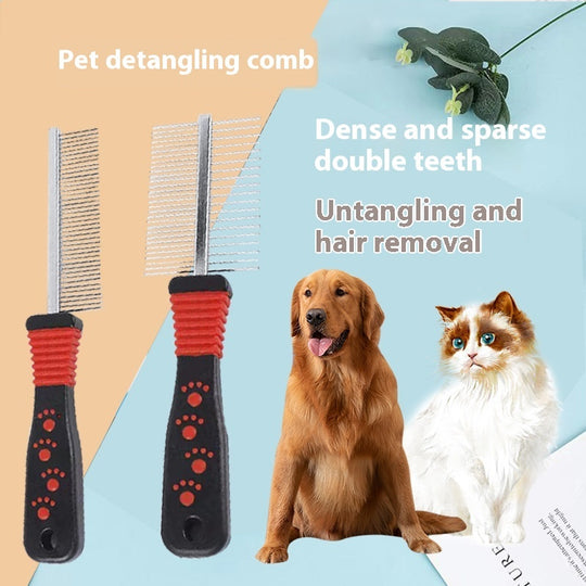 Double Row Density Pet Comb for Detangling and Grooming