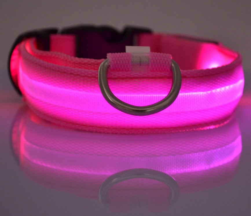 Nylon LED Pet Dog Luminous Collar Night Safety Flashing Glow in Dark Dog Cat Leash Adjustable Pet Supplies - kindoPet