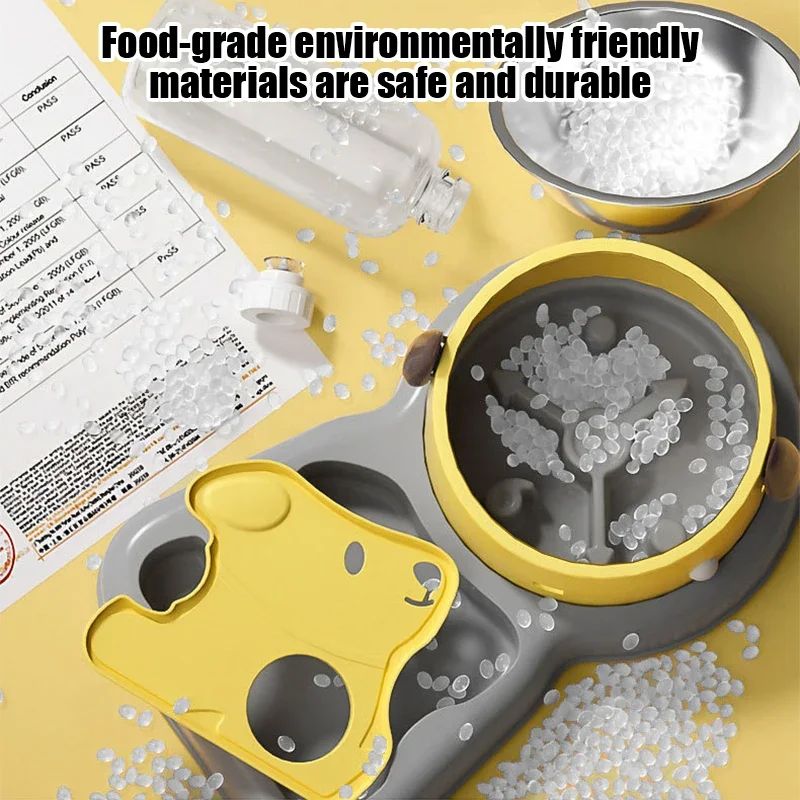 2-in-1 Tilted Feeding Bowl and Water Bottle Set