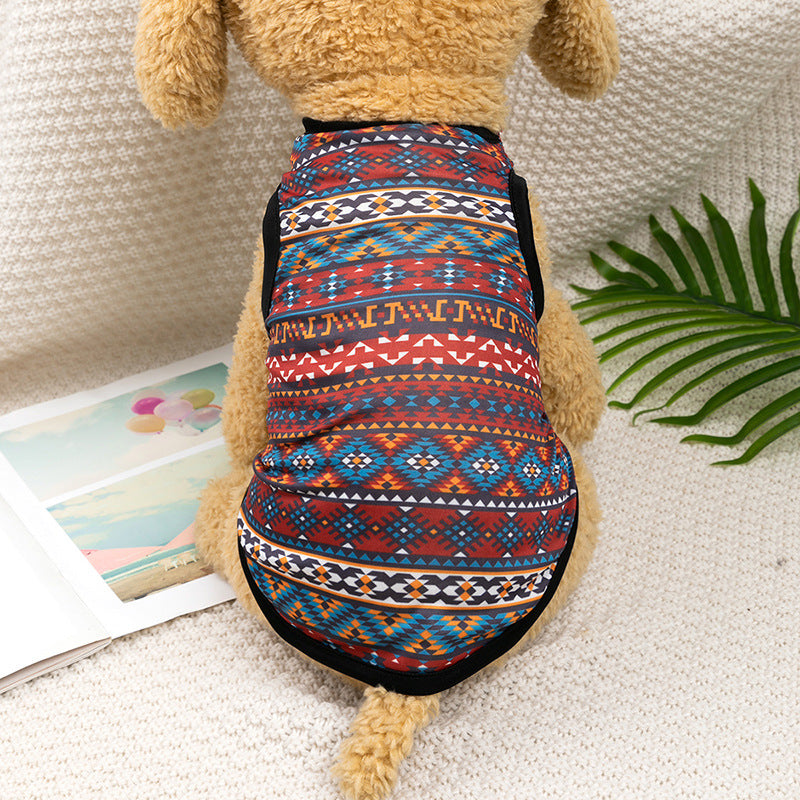 Ethnic-Print Polyester Vest, for dogs.