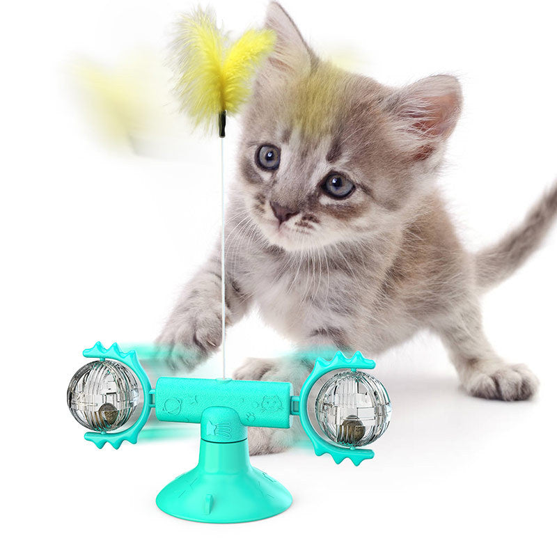 Suction Cup Spinning Windmill Scratcher Toy for Cats