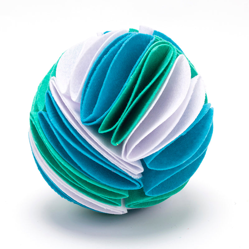 Foldable Snuffle Ball Feeding Toy, for dogs and cats.