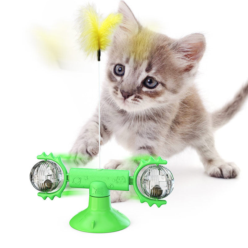 Suction Cup Spinning Windmill Scratcher Toy for Cats
