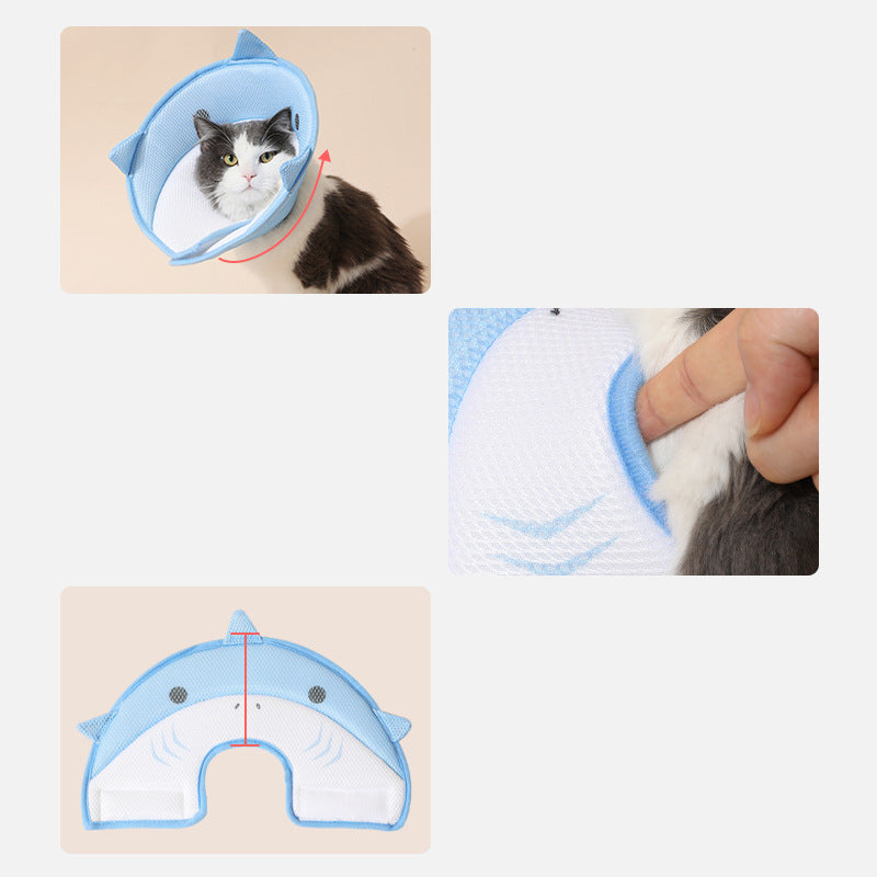 Soft Shark-Shape Recovery Collar, for cats and dogs.