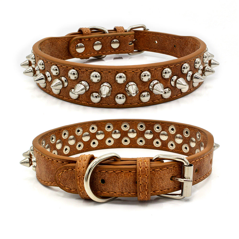 Rivet-Studded PU Leather Collar, for dogs and cats.