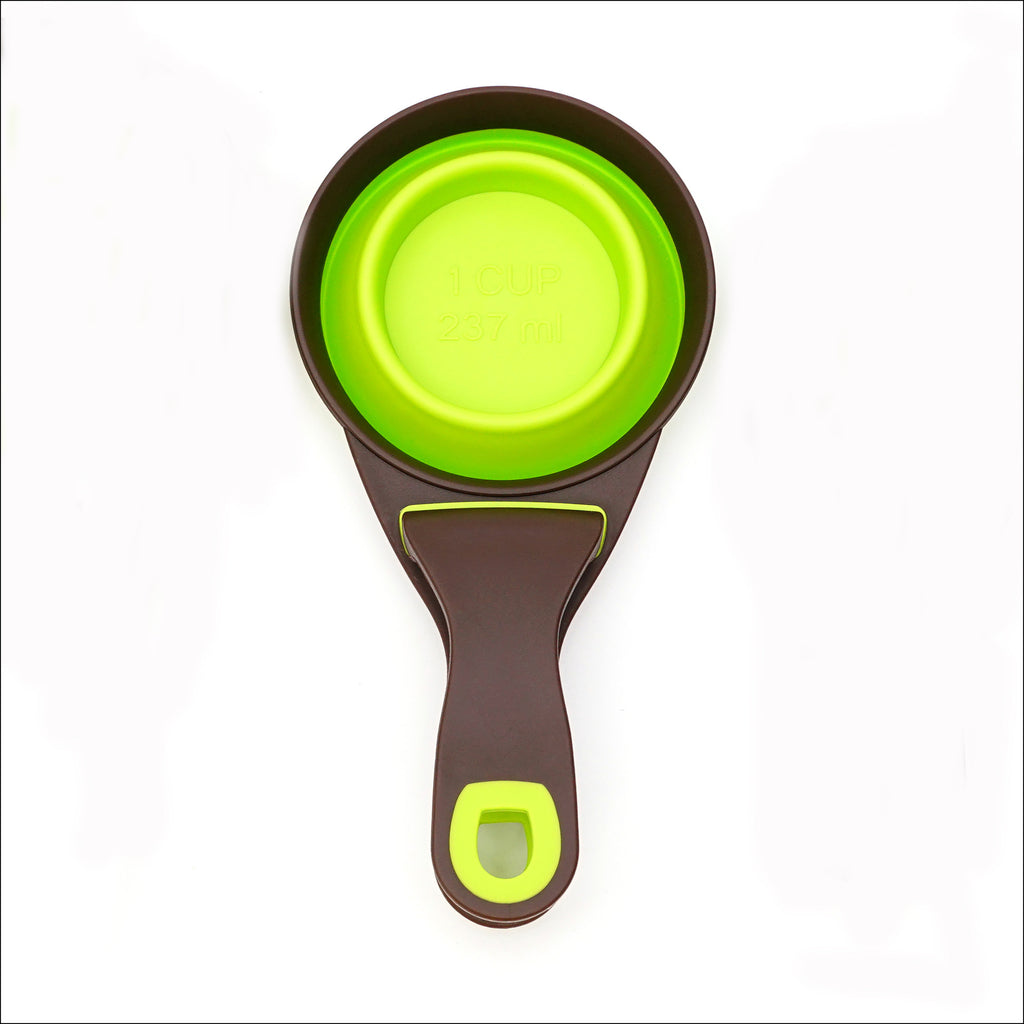 Folding Travel Bowl and Measuring Scoop, for dogs and cats.