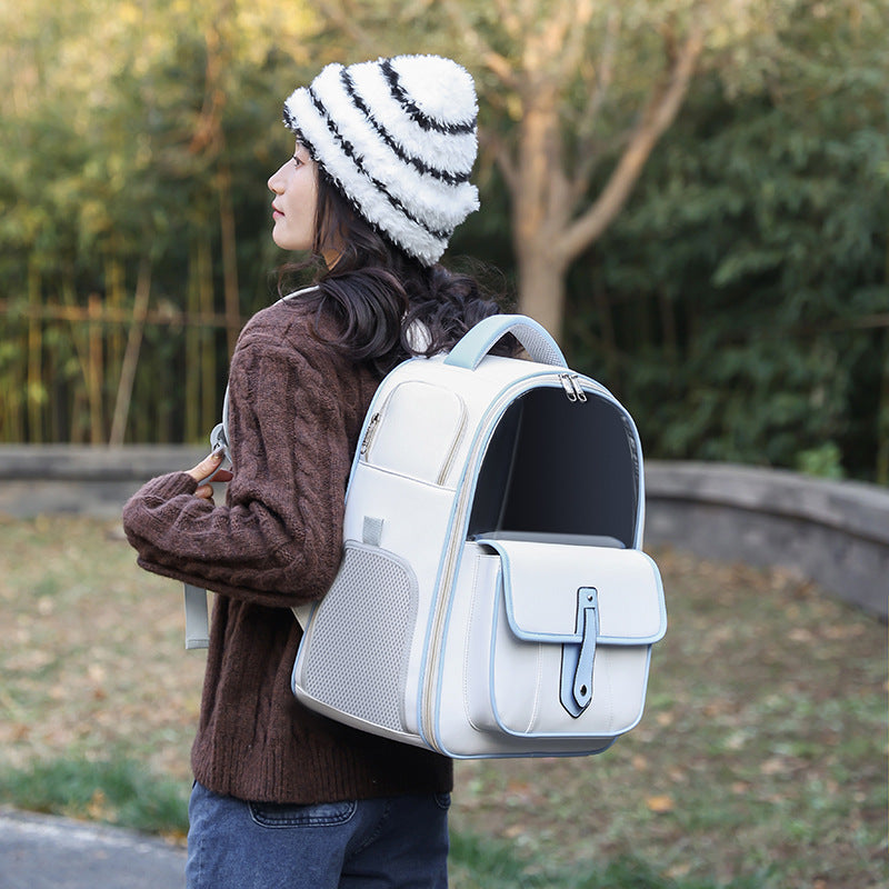 PU Leather Backpack Style Carrier Bag, for cats.