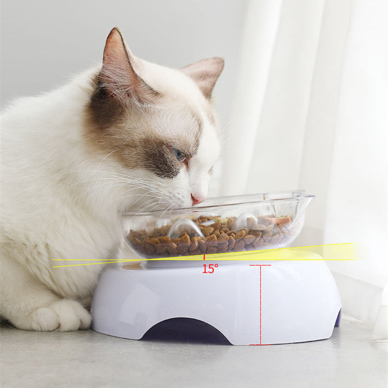 Angled Transparent Cat Bowl for Comfortable Neck Posture, for cats.