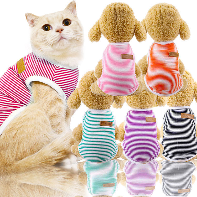 Soft Cotton Striped Vest for Small to Large Dogs and Cats