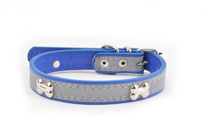 Reflective Bone-Pattern PU Leash, for dogs.
