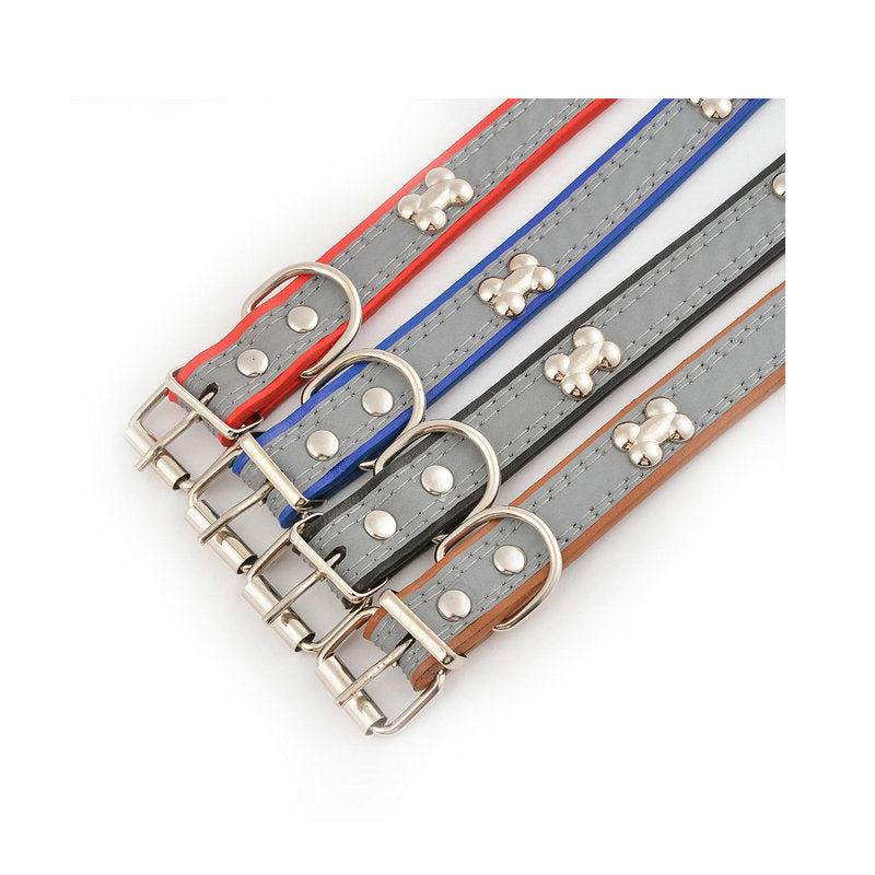 Reflective Bone-Pattern PU Leash, for dogs.