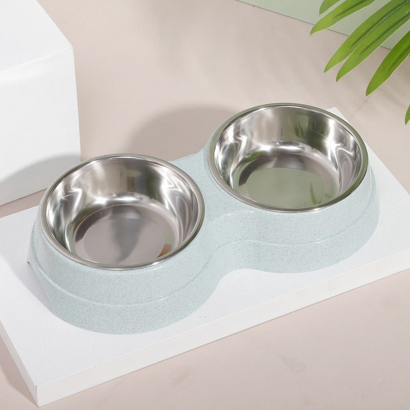 Cute Wheat Straw Double Feeding Bowl, for cats.