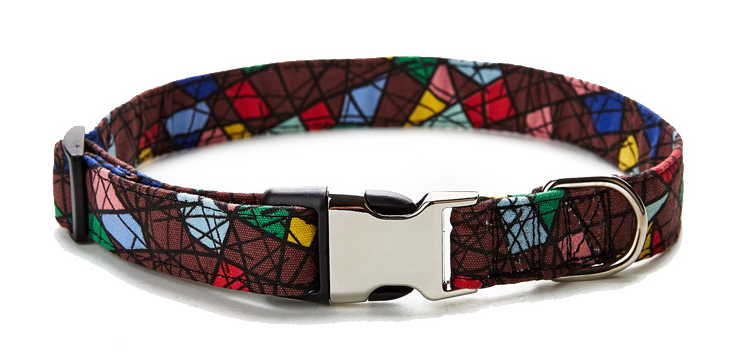 Ethnic Print Collar with Semi-Metal Buckle, for dogs and cats.