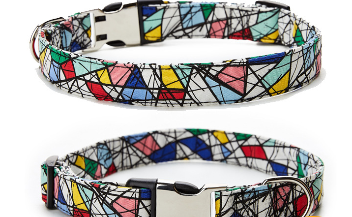 Ethnic Print Collar with Semi-Metal Buckle, for dogs and cats.