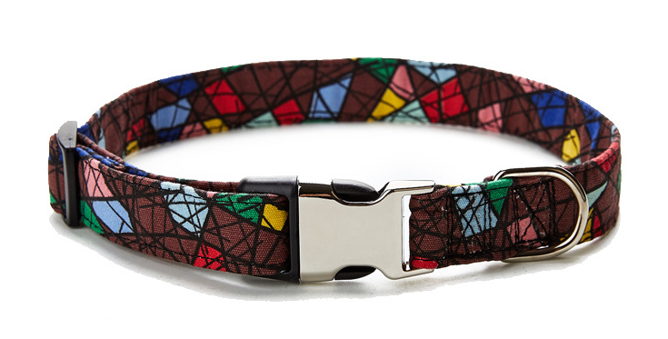Ethnic Print Collar with Semi-Metal Buckle, for dogs and cats.