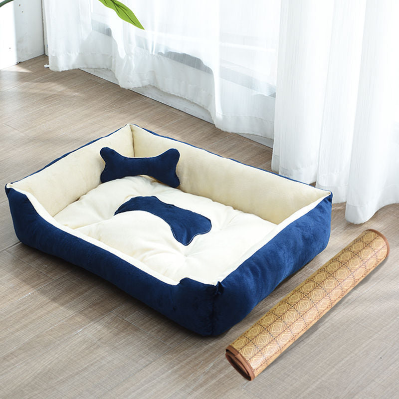 Oxford Cloth Kennel Bed with Raised Pillow Edge, for dogs.