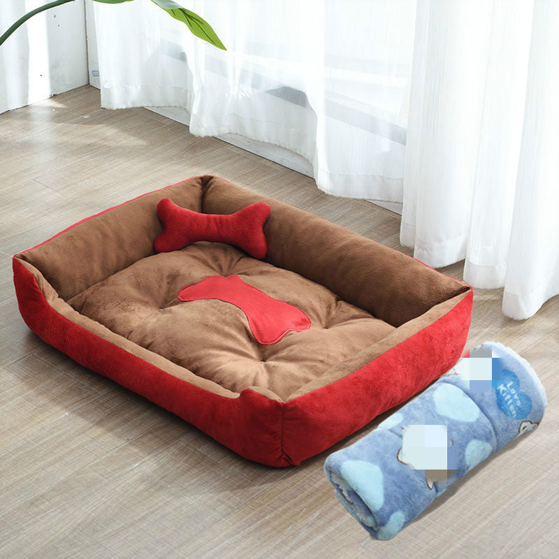 Oxford Cloth Kennel Bed with Raised Pillow Edge, for dogs.