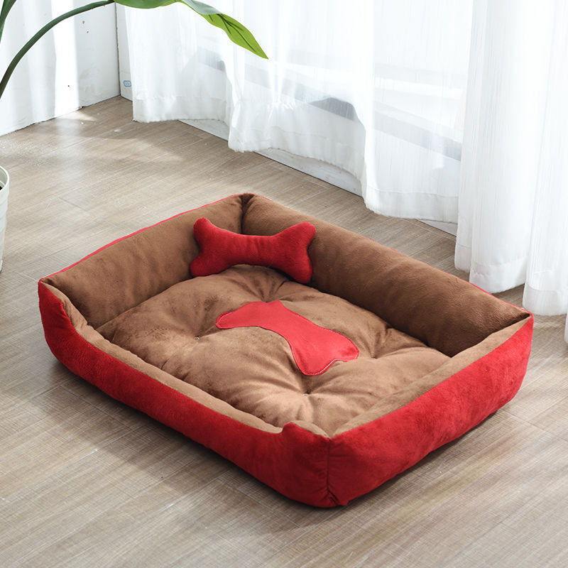 Oxford Cloth Kennel Bed with Raised Pillow Edge, for dogs.