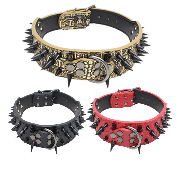 Rivet-Studded PU Leather Collar, for dogs and cats.